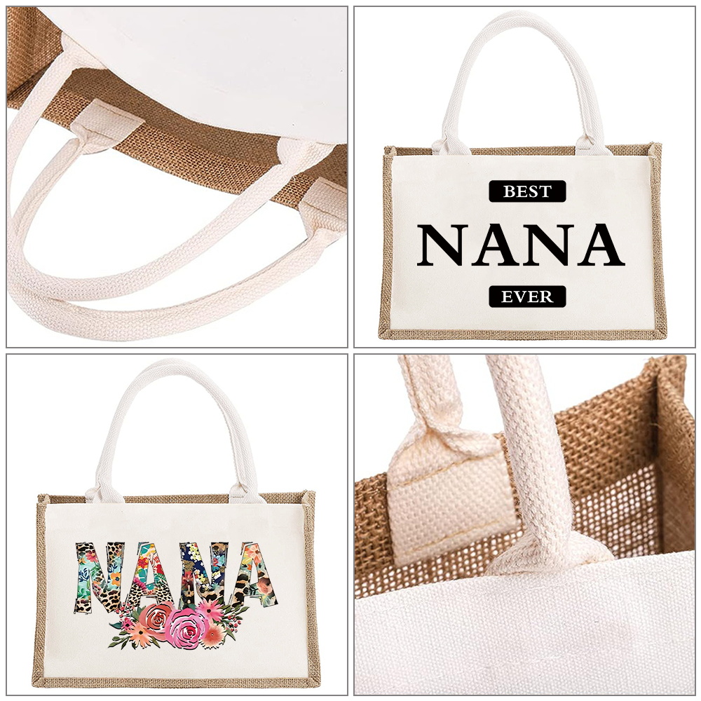 Women Bags Jute - 재사용 가능한 삼베 쇼핑백, 빈티지 황마