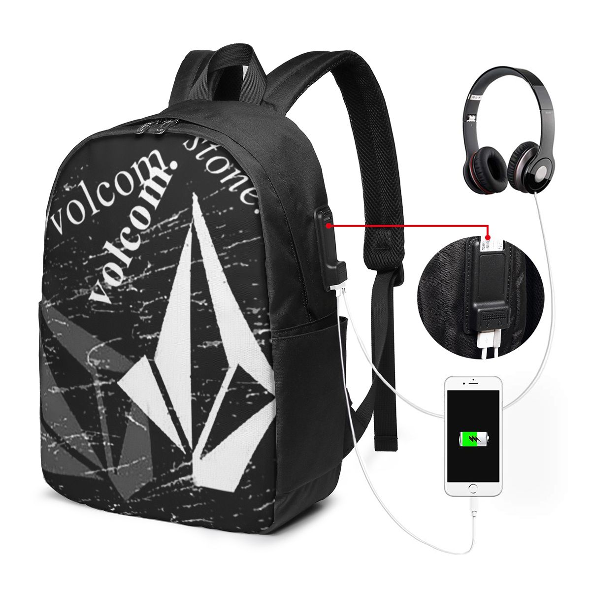 Women Bags Laptop - V-Volcom 로고 배낭 여행 노트북 가방