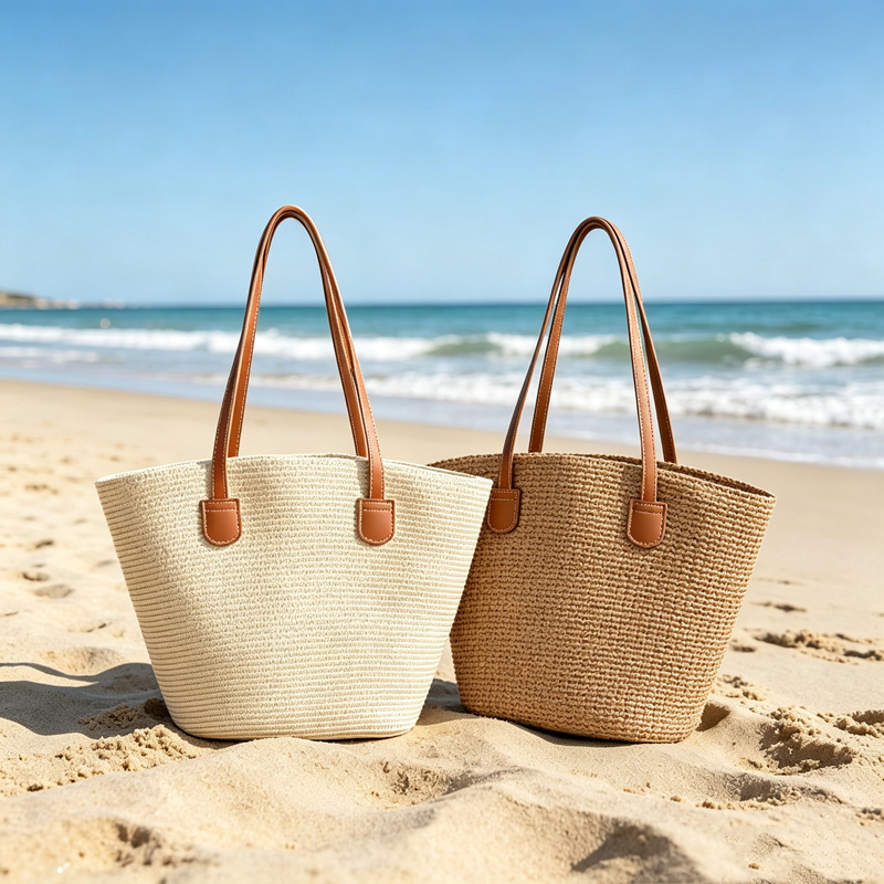 Women Bags Large - CLAREGQI 여성용 솔리드 컬러 밀짚 토트백,