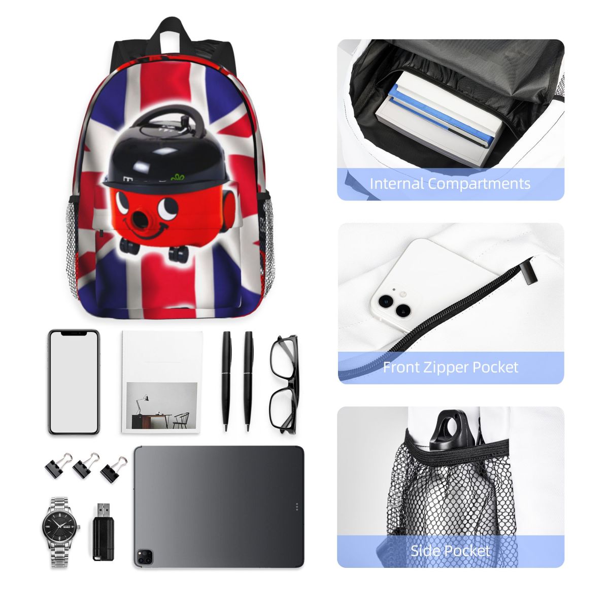 Women Bags Uk Sale - 영국 국기가 달린 헨리 후버 백팩