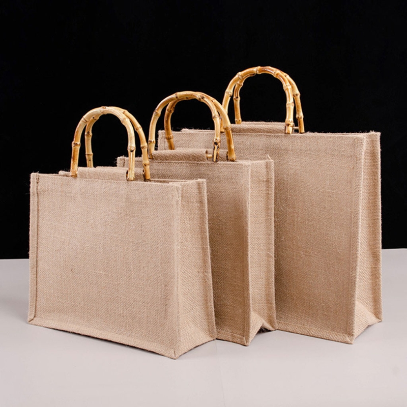 Women Bags Jute - 휴대용 삼베 황마 쇼핑 가방, 핸드백