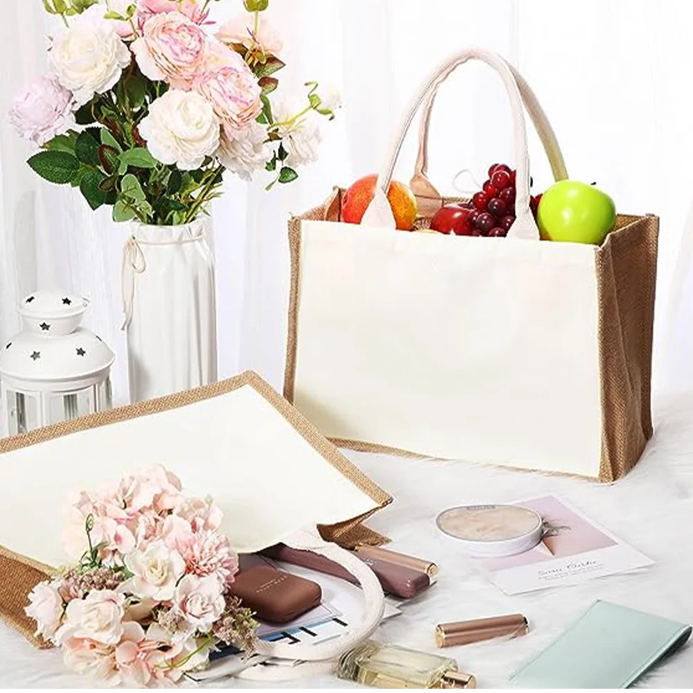 재사용 가능한 삼베 쇼핑백, 빈티지 황마 가방, 경량  - Women Bags Jute 리뷰 및 가격