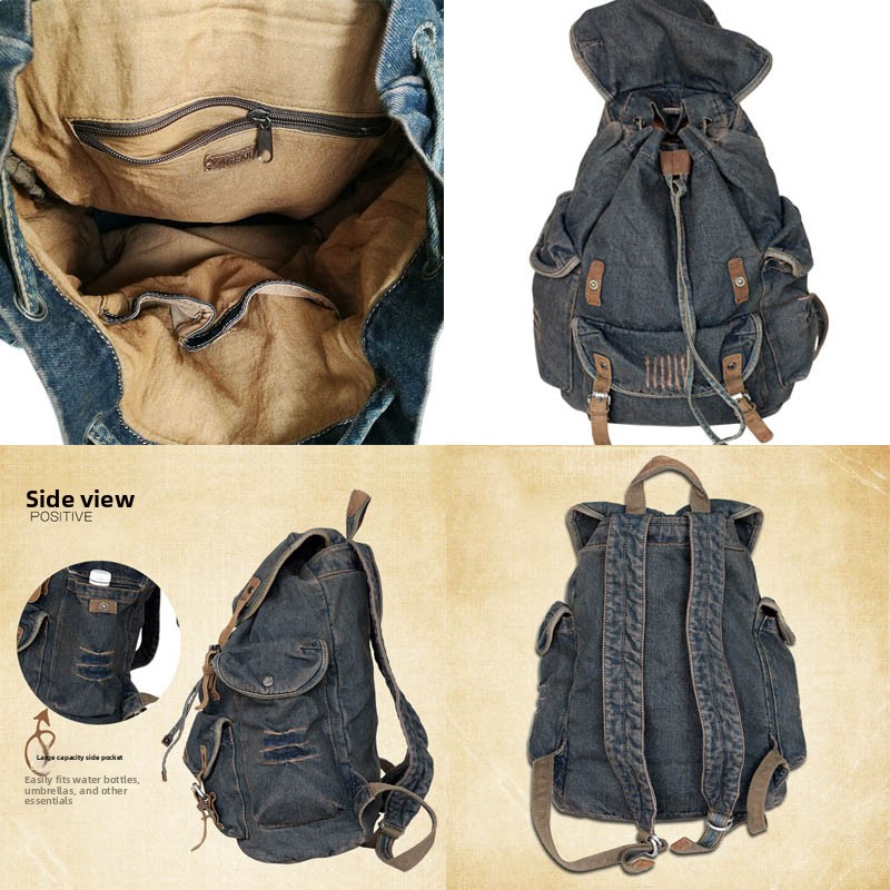레트로 캔버스 가죽 더블 숄더백 캐주얼 여행 배낭 남녀 - Women Bags Large 리뷰 및 가격