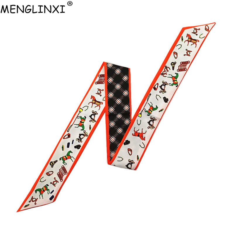 여성용 말 격자 무늬 스키니 스카프, 가방 실크 스카프 - Women Bags Branded 리뷰 및 가격