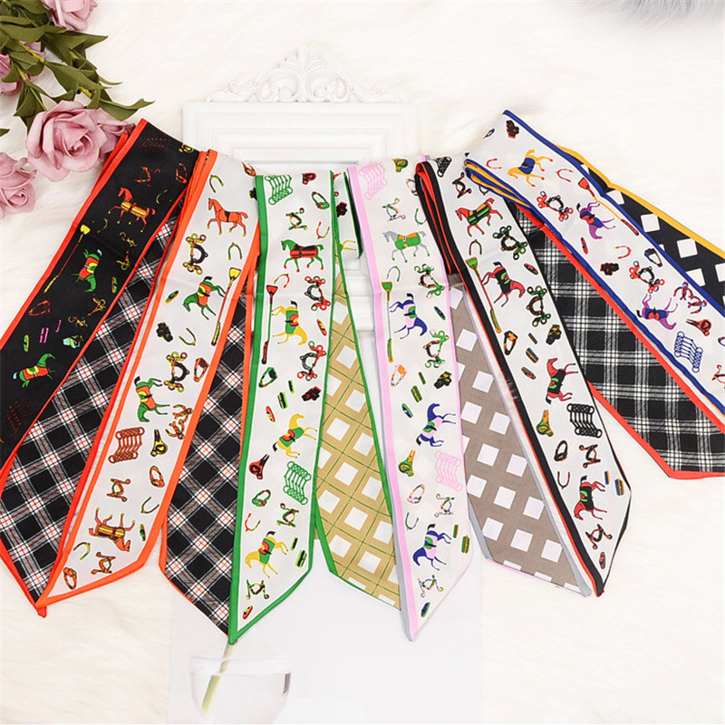 여성용 말 격자 무늬 스키니 스카프, 가방 실크 스카프 - Women Bags Branded 리뷰 및 가격