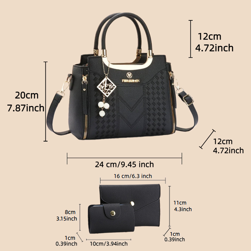 리치 그레인 PU 가죽으로 제작된 3종 핸드백 세트.  - Women'S Bags Cross Body 리뷰 및 가격