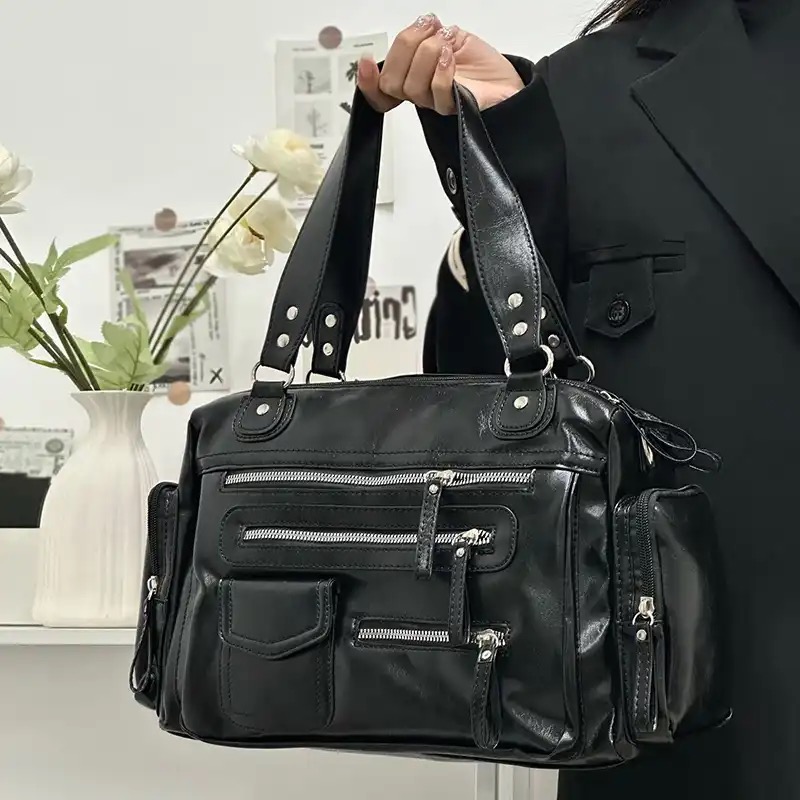 빈티지 블랙 숄더 백 지갑 여성 하이 스트리트 포켓 세 - Woman In Bag 리뷰 및 가격