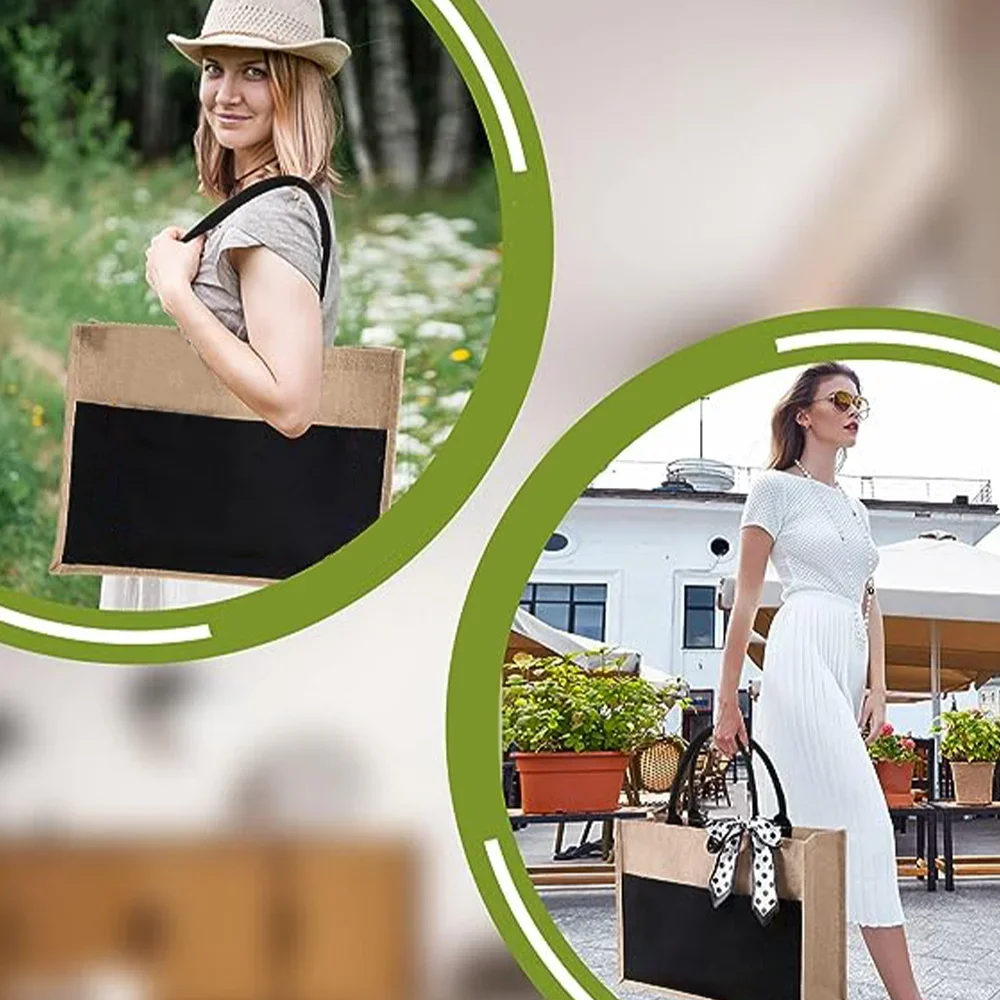 재사용 가능한 황마 쇼핑백, 대용량 린넨 식료품 가방, - Women Bags Jute 리뷰 및 가격