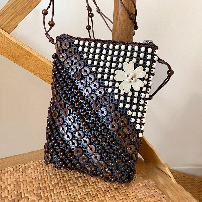 보헤미안 미니 폰백 여성 여름 꽃 코코넛 껍질 엮은 가 - Women Bags Vietnam 리뷰 및 가격