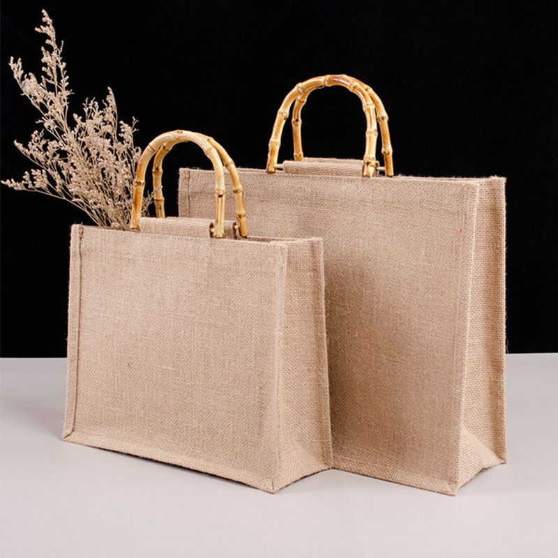 휴대용 삼베 황마 쇼핑 가방, 핸드백 대나무 루프 핸들 - Women Bags Jute 리뷰 및 가격