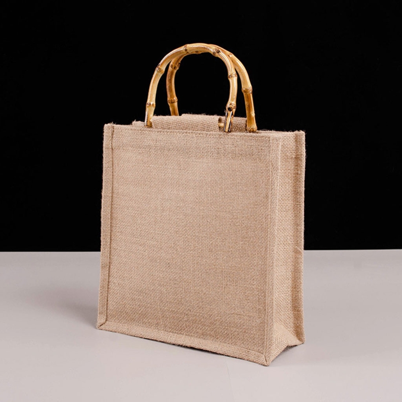 휴대용 삼베 황마 쇼핑 가방, 핸드백 대나무 루프 핸들 - Women Bags Jute 리뷰 및 가격